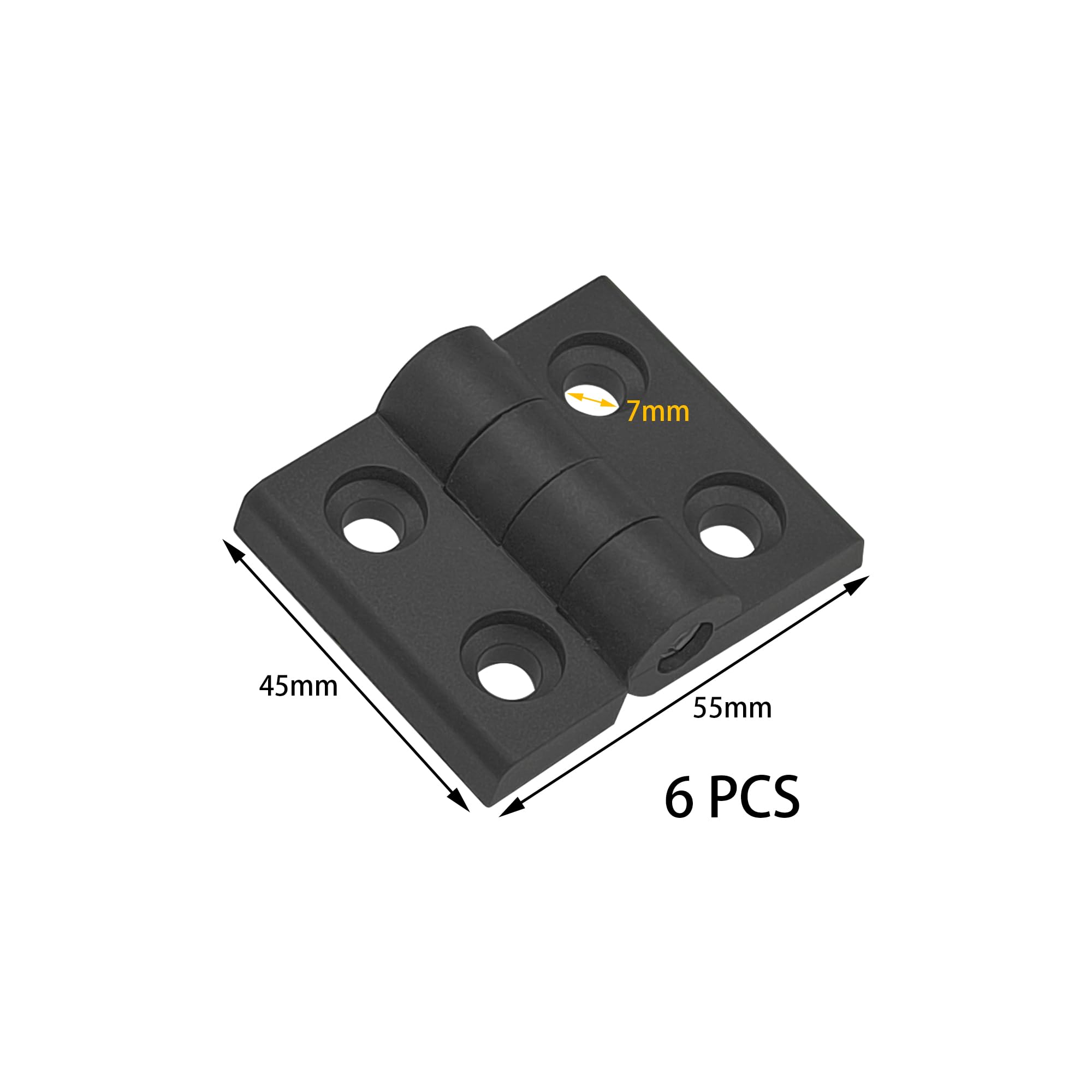 6 PCS Nylon Hinges - Cabinet Door Bearing Hinges, Black Plastic Hinge (55 * 45mm), 55*45mm - Image 4