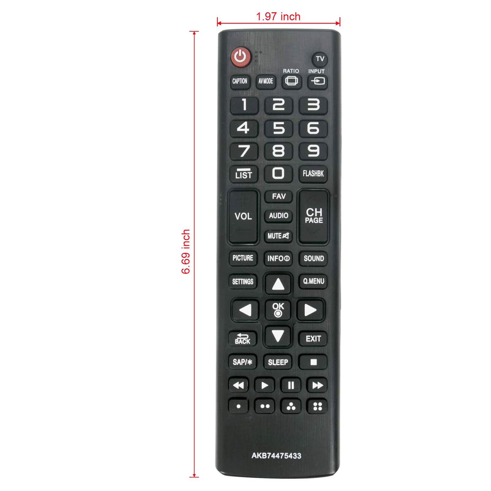 VINABTY Telecomando Di Ricambio Per TV LG LED, Modello AKB74475403, Compatibile Con 32LF5610, 42LF5610, 43LF540V E Simili, IR Senza Programmazione