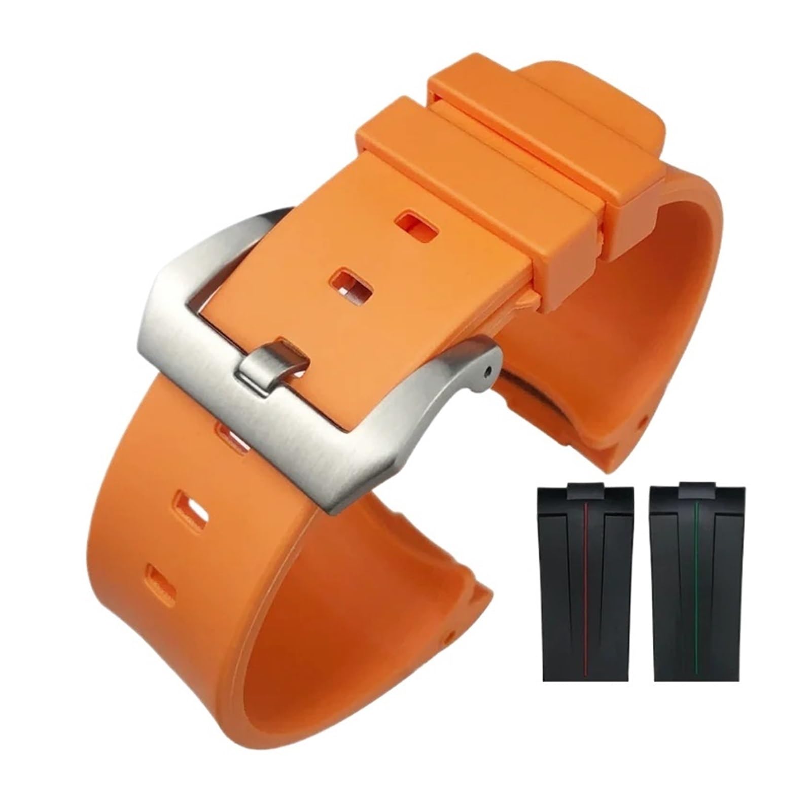 24 mm zakrzywiony koniec gumowy silikonowy pasek do zegarka kompatybilny z paskiem Panerai pam441 111 312 359 438 320 męska bransoletka sportowa akcesoria do zegarków