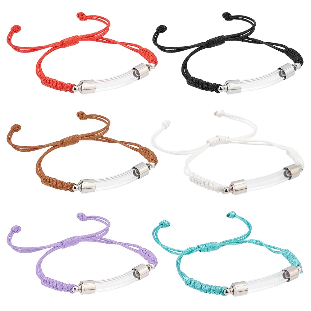 PH PandaHall 6 kleuren glazen fles hanger armband fles verstelbare armband met glazen container open naam op rijstarmband voor mannen vrouwen sieraden geur zand 1,5~9cm
