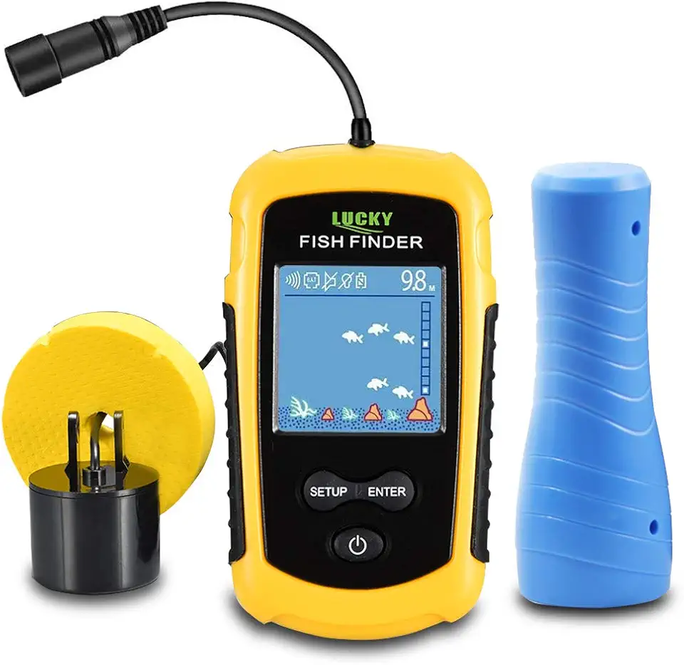 LUCKYLAKER - Localizador Portátil de Peixes com Sensor Sonar, LCD, Bateria, 100m Profundidade, Pesca no Gelo, Mar, Lago e Caiaque