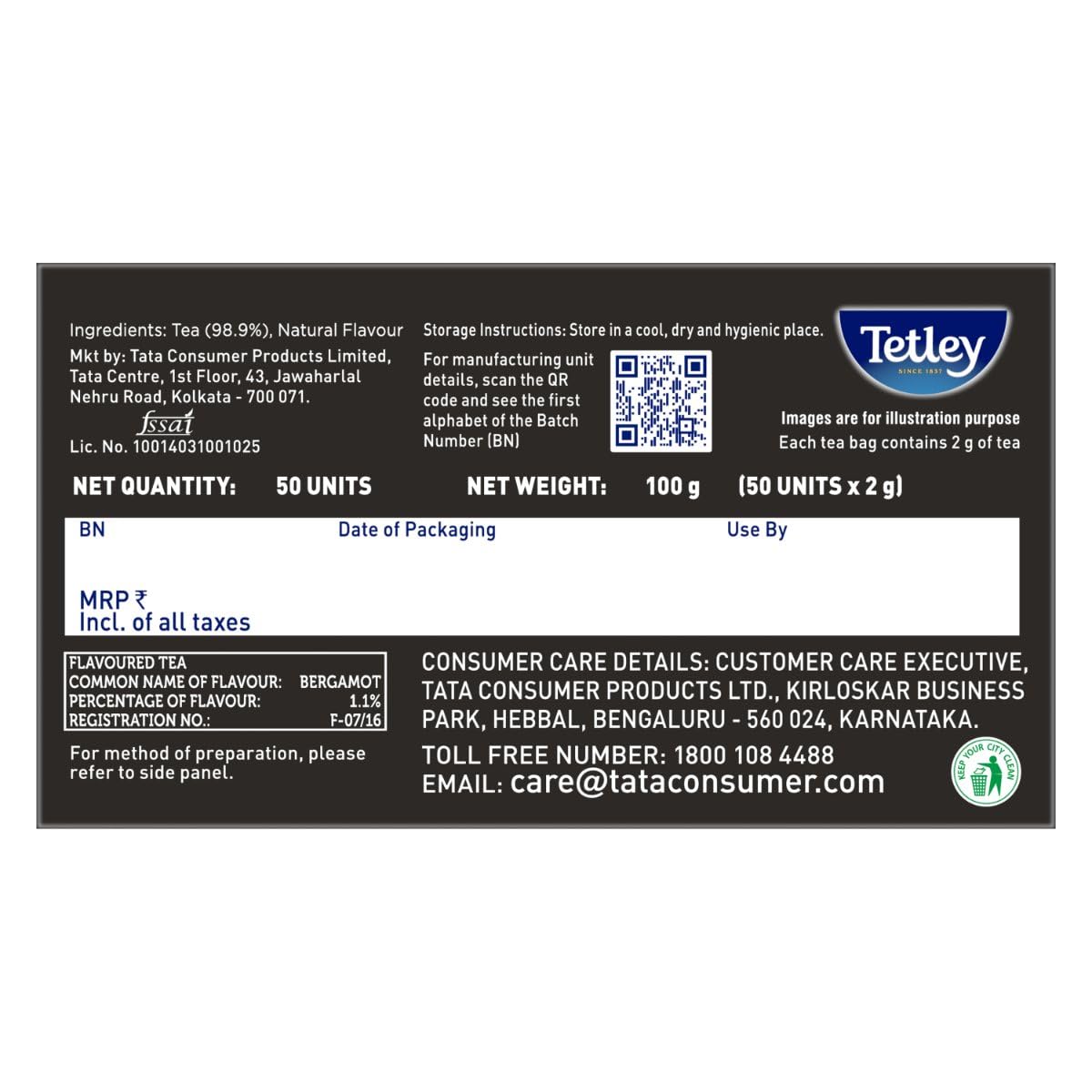 Tetley | Earl Grey | Black Tea | 50 Tea Bags 1