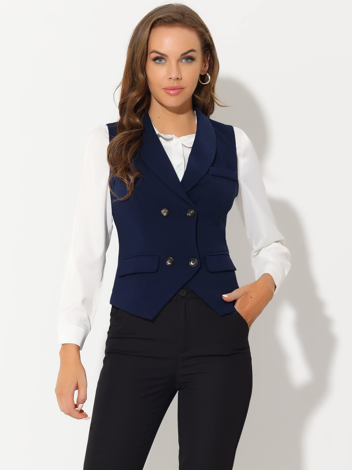 Allegra K Dressy Waistcoat Vest Casual Donna