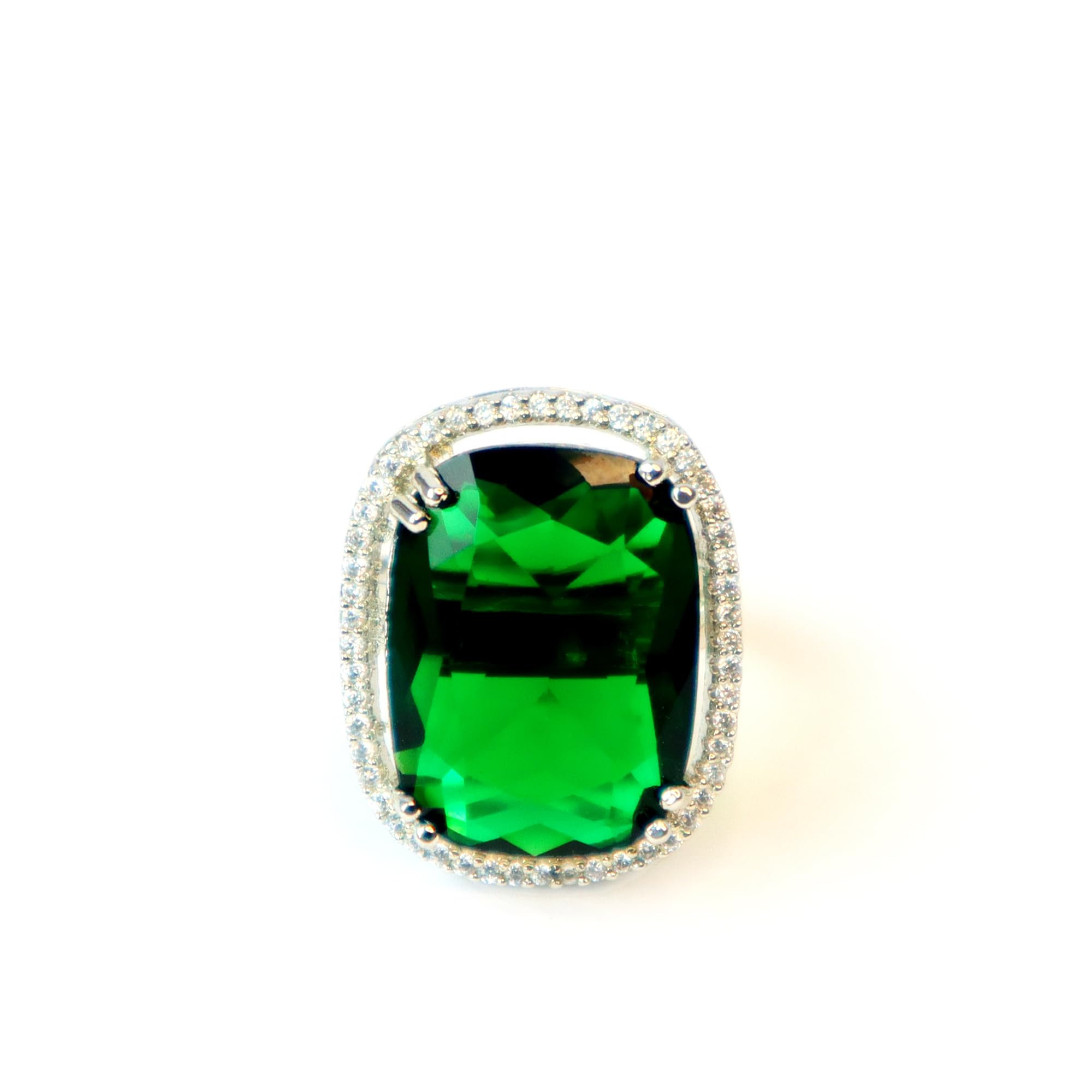Morticia Adjustable Designer Gemstone Ring | Fine Emerald Gemstone Platinum Polish Ring | Semi Precious Stone Cocktail Ring | Green Gemstone Ring | Emerald Cocktail Ring | Chic Ring | Women & Girls (B0D8T4L83X) Amazon Price History, Amazon Price Tracker