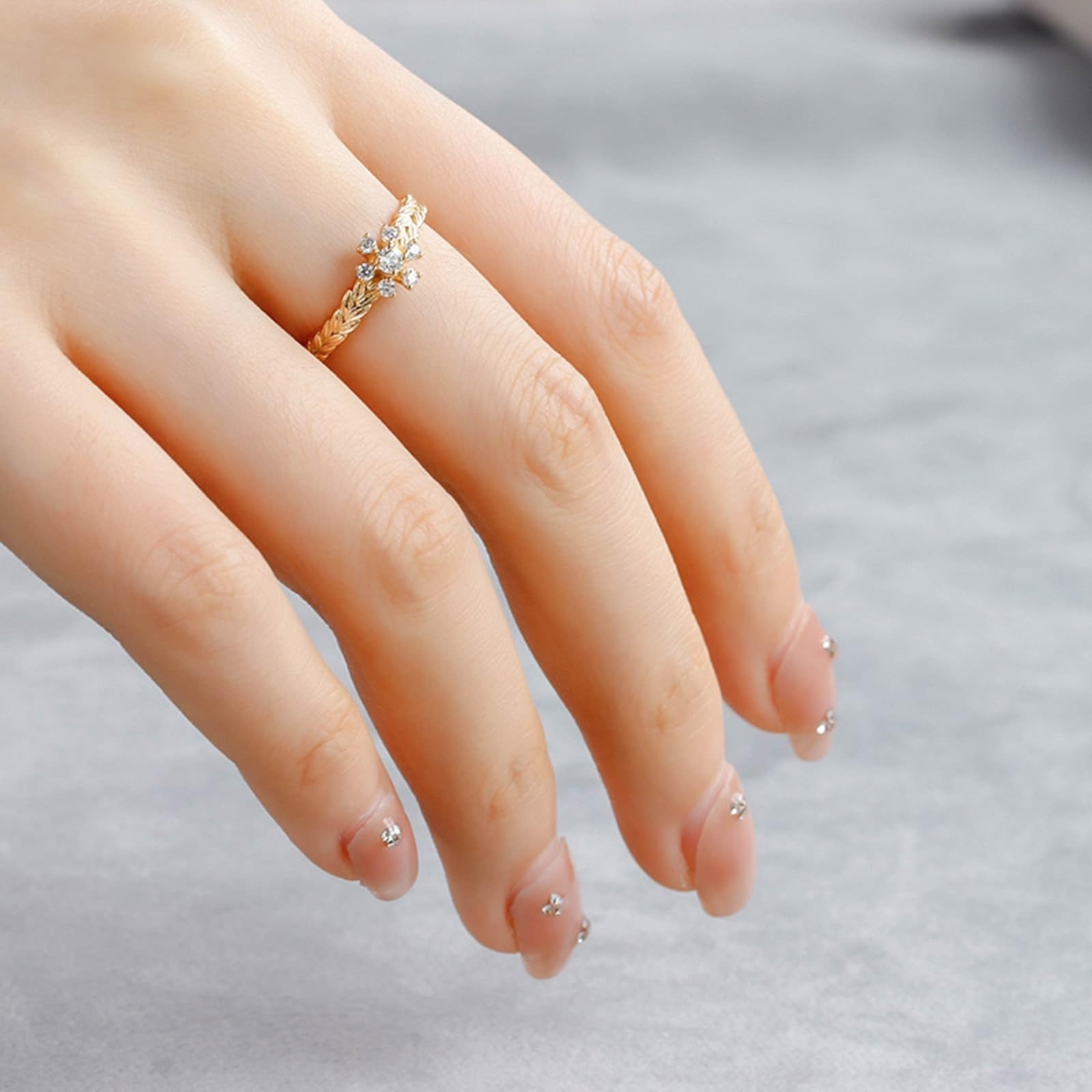 Alianzas de oro amarillo de 9 K/14 K/18 K con moissanita, dientes de trigo, flores, anillos de pareja