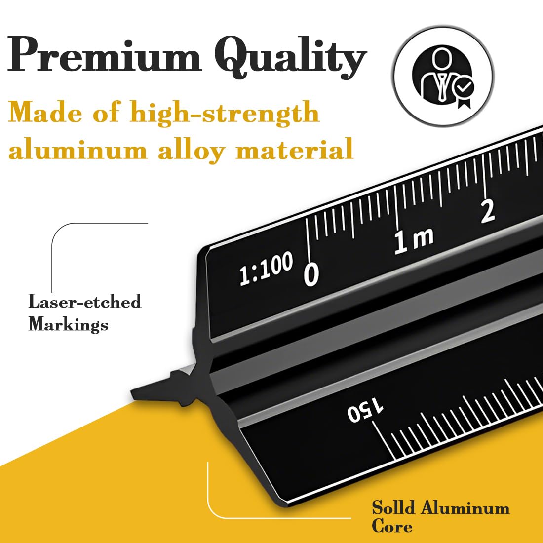 Escalímetro Profesional - Regla Triangular De Aluminio - 15 Cm - 1:20 1:50 1:75 1:100 1:125 (Versión Portátil)