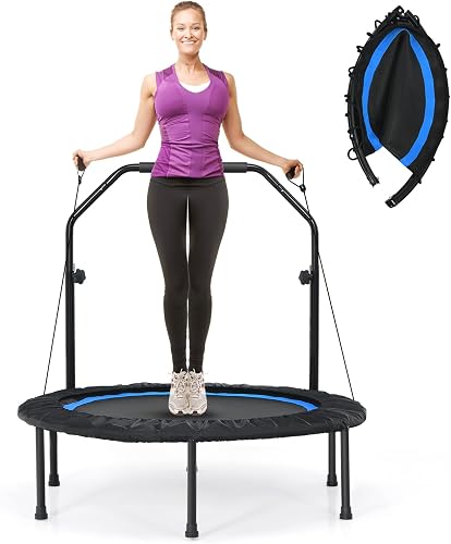 Trampoline d'Intérieur Pliable Ø101cm avec 2 Bandes & Po COSTWAY