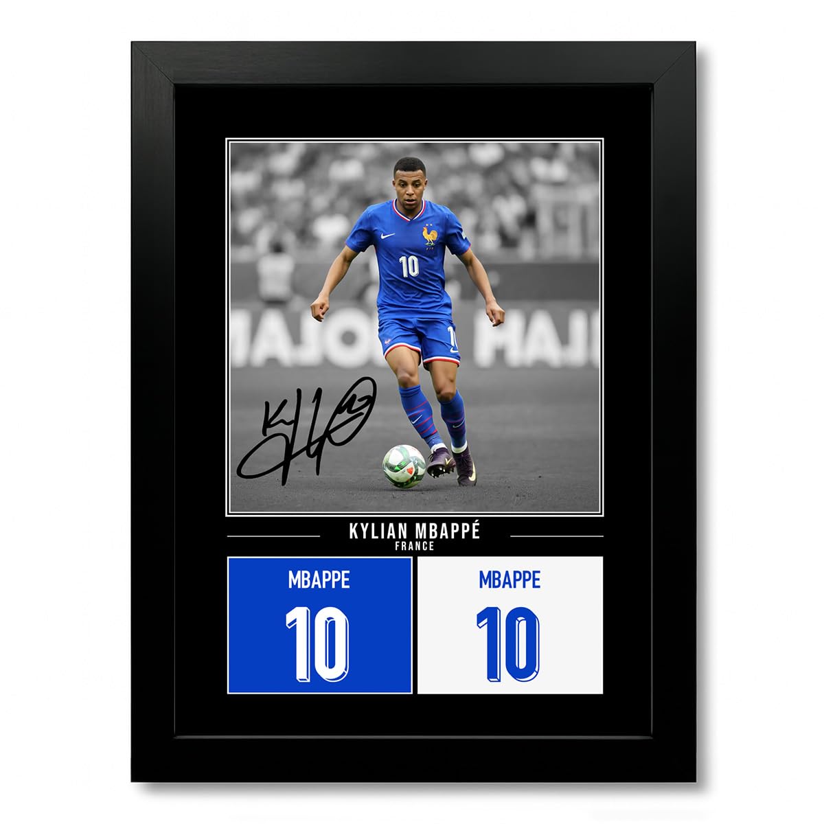 Lamine Yamal Kylian Mbappe Lionel Messi Cristiano Ronaldo Signed Photo Poster Print Picture Display Framed Autograph Memorabilia for Football Fans Gift (Mbappe A4 Framed Poster)