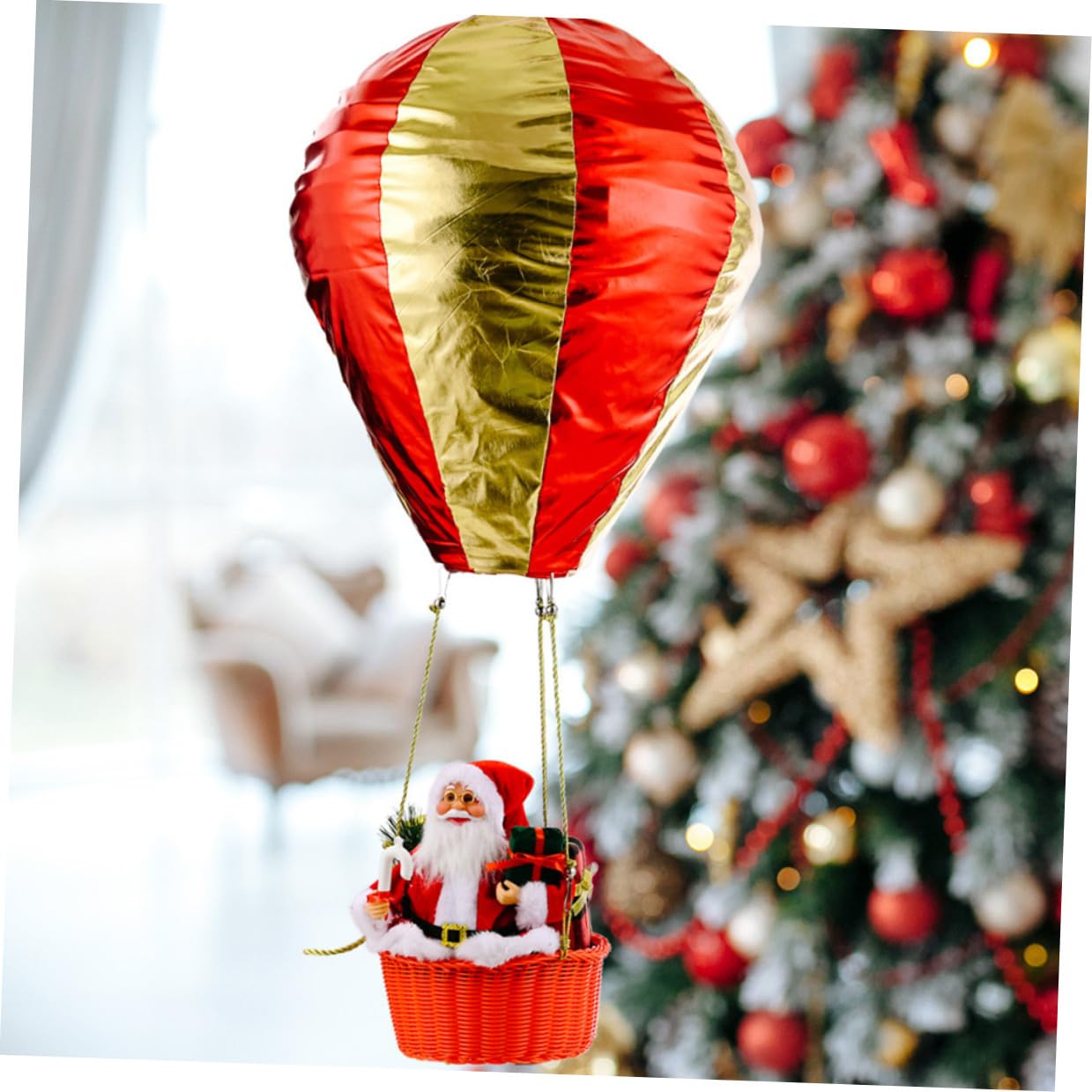 Santa Weihnachtsdeko Heißluftballon Ornament Hängende Deckendekoration aus Sicherem Material Farbenfrohes Weihnachtsfest Ornament für Hotel Kaufhaus und Zuhause