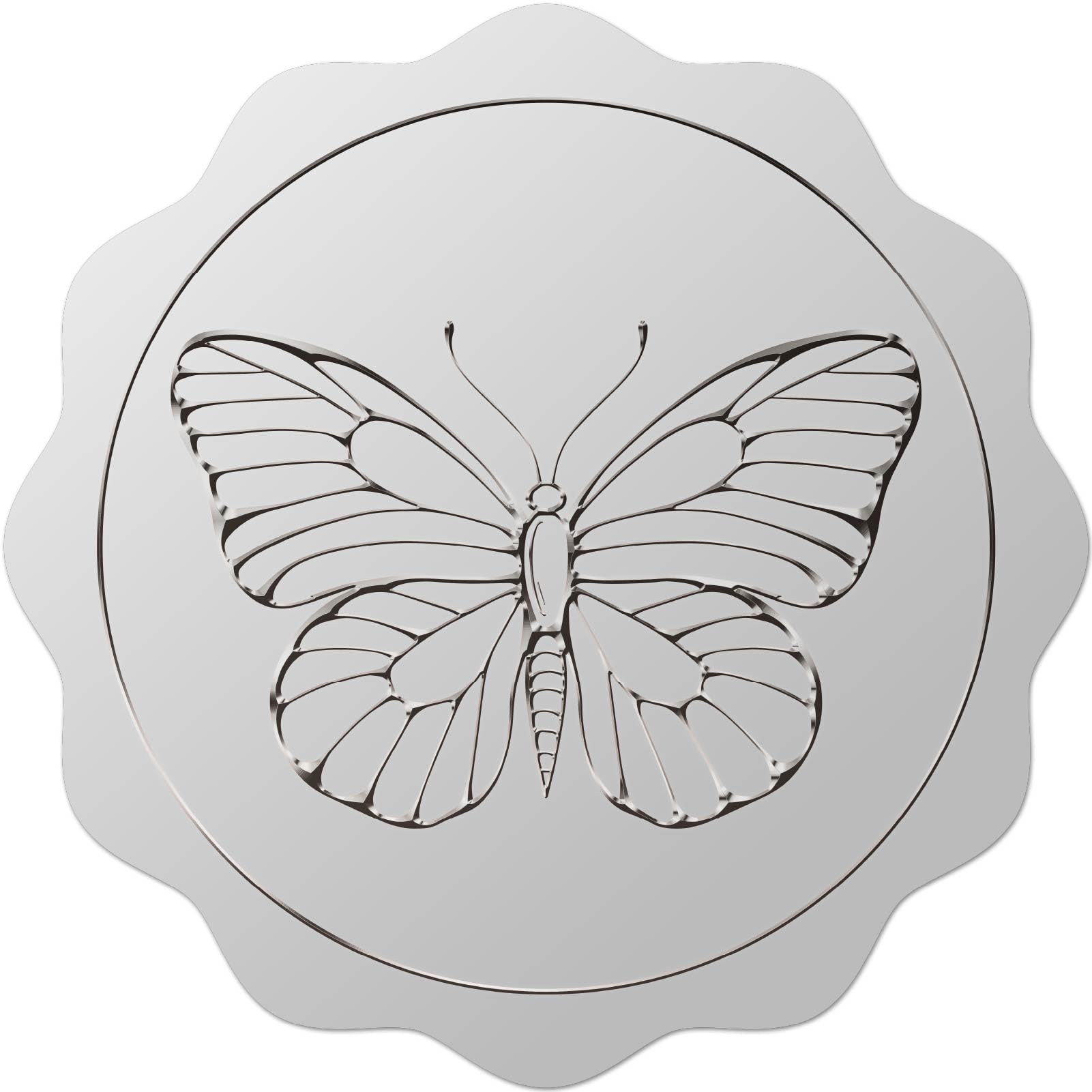 CRASPIRE 408 pegatina de Papel Plateado de Mariposa de 2 pulgadas, Sellos de Sobres En Relieve Plateado, Pegatinas Autoadhesivas Redondas, Etiqueta de Decoración de Medallas para Regalo