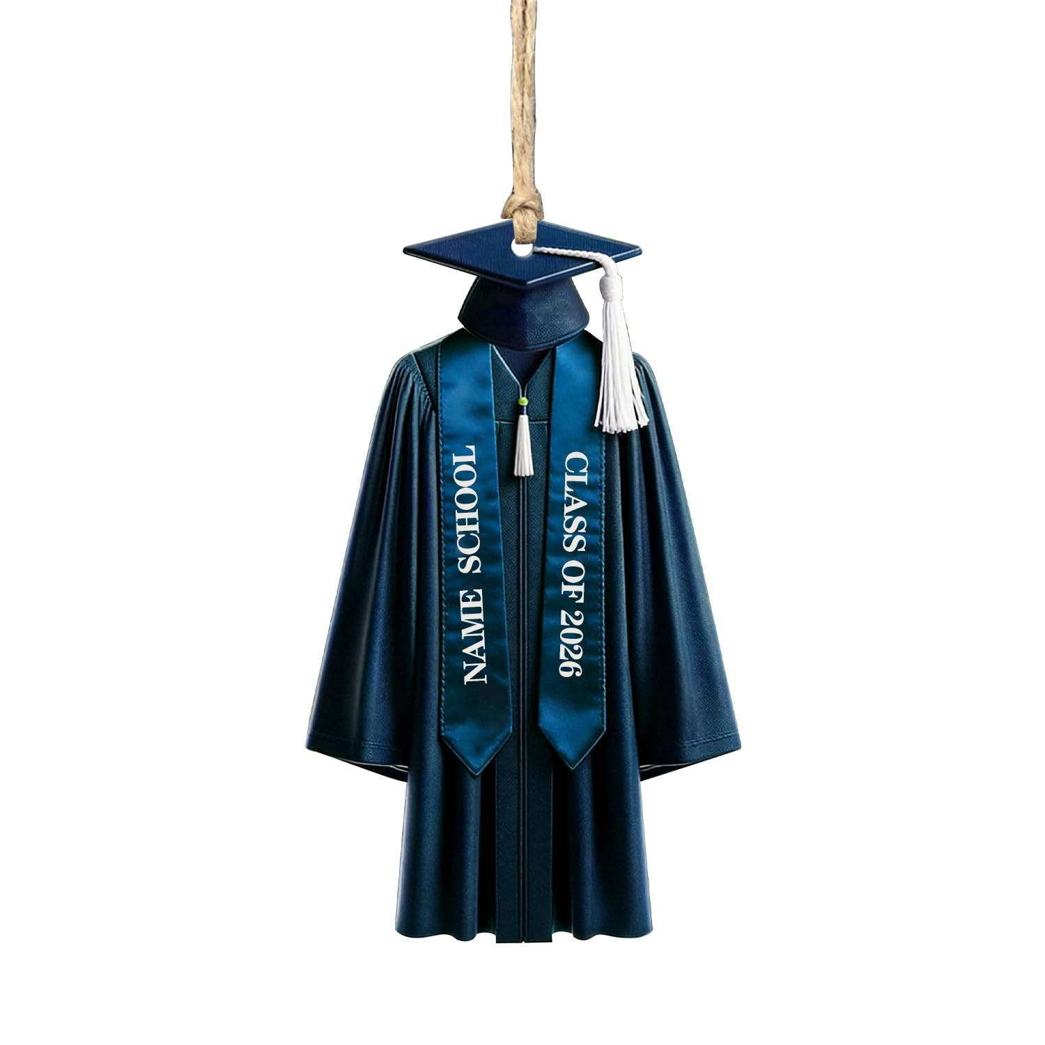 Noonative Style 2 Personalized Graduation 2D Flat Ornament Class Of 2026,Custom Acrylic Gown & Stole Hanging Ornaments With School Name Date,Graduated Gift For High School Senior, College Grad, University Graduate