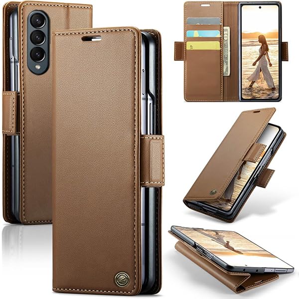 ClickCase for Samsung Galaxy Z Fold 3 Elegant Faux Leather Wallet
