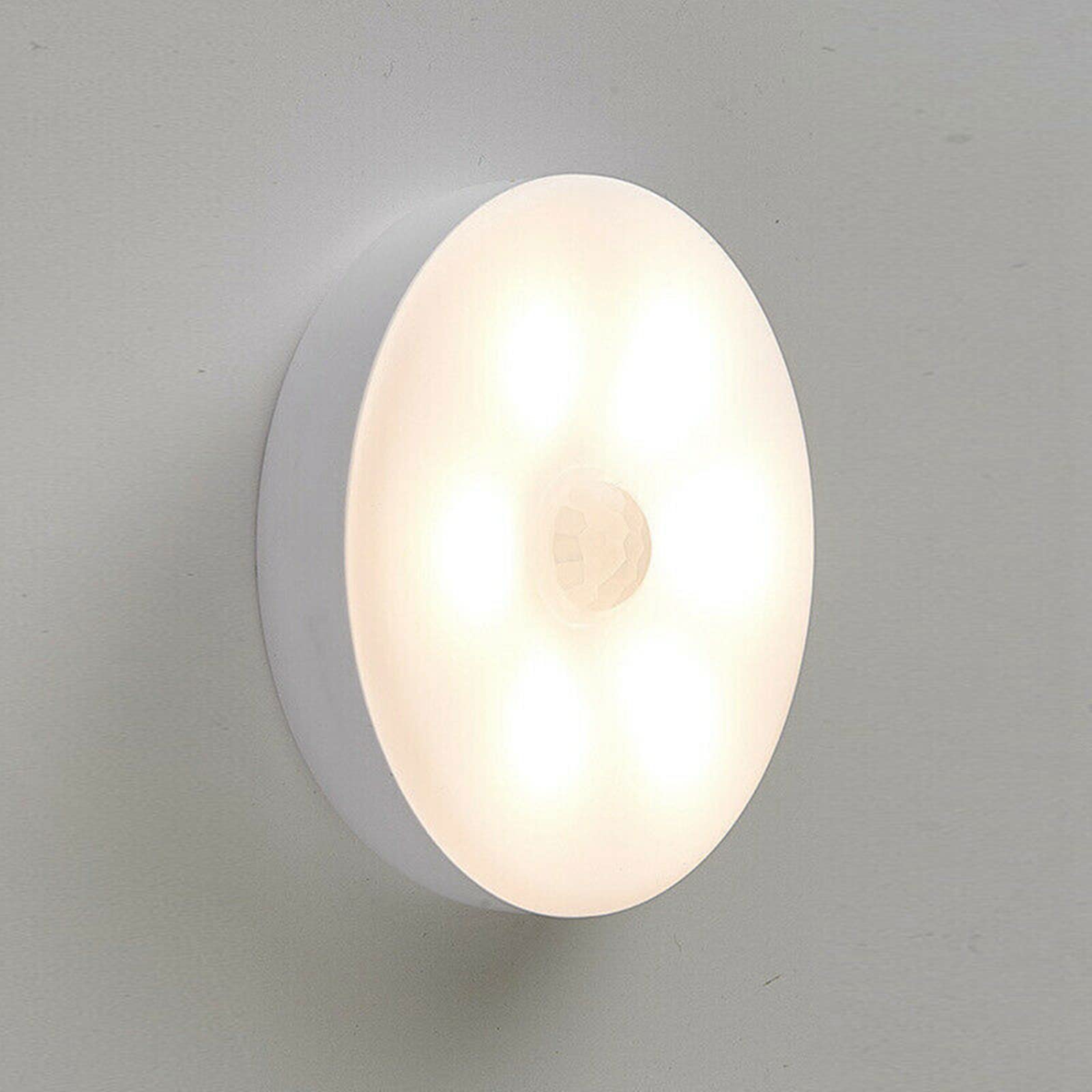 BODYA 8 LED Motion Sensor Wireless USB Night Light PIR Battery for Indoor Wardrobe Bedroom Kitchen Cabinet Stair Lamp (Warm White)