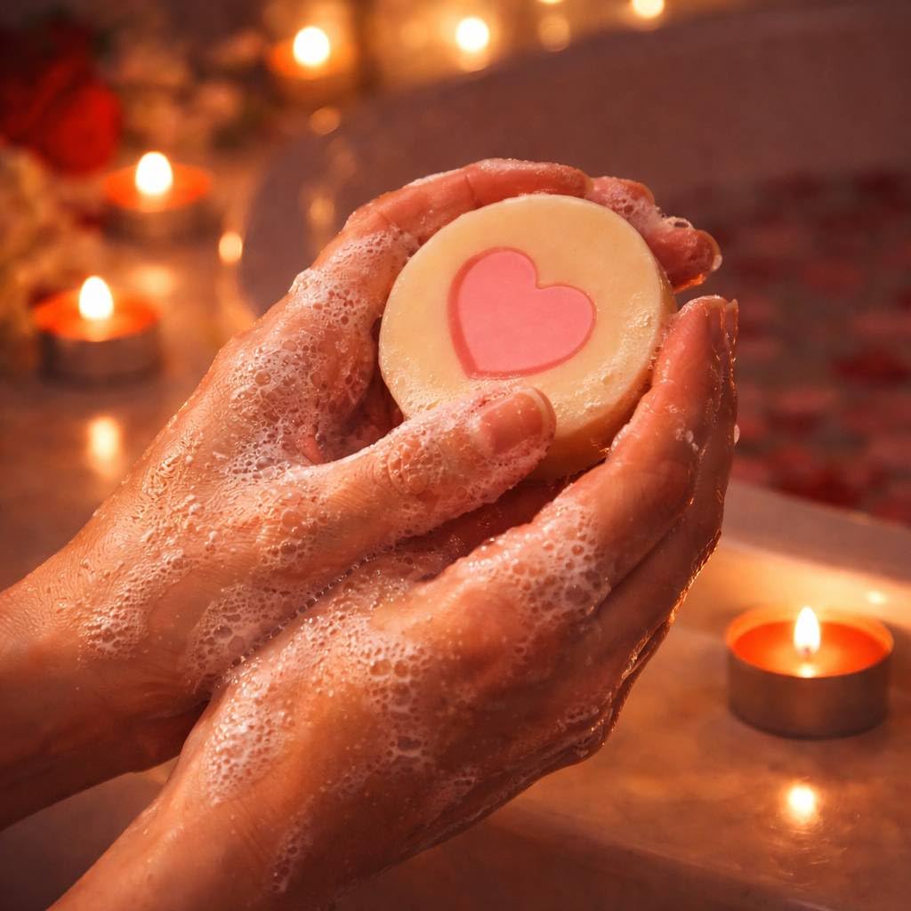 Kit de fabrication de savon avec inclusion en forme de cœur | Ensemble complet avec matériaux et instructions pour les débutants en savons artisanaux | Apprenez à fabriquer des savons faits maison