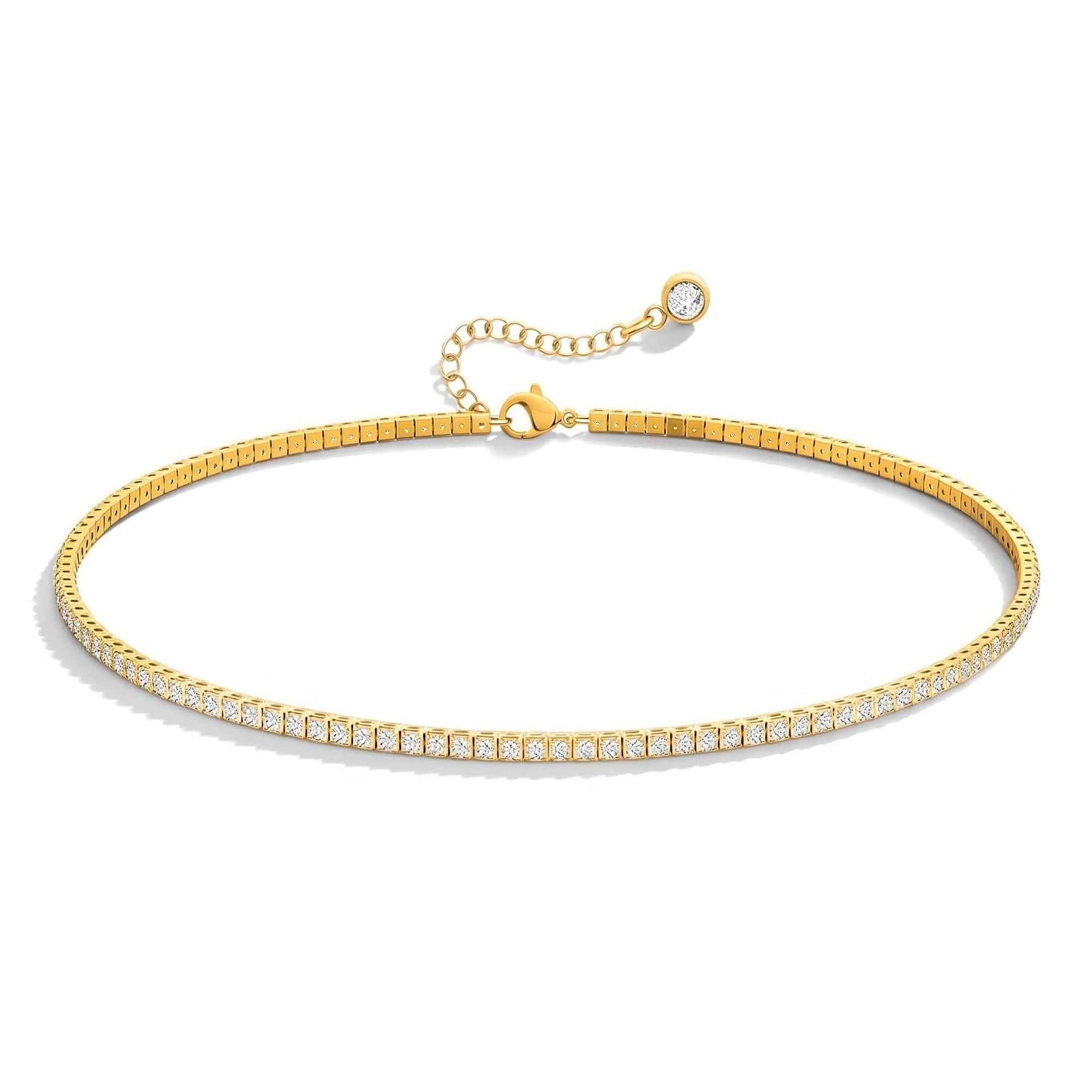 Tennis Necklace for Women Dainty Rhinestone Choker Cubic Zirconia Diamond Chain, Minimalist Elegant Jewelry Accessories for Wedding Party Wife Gift