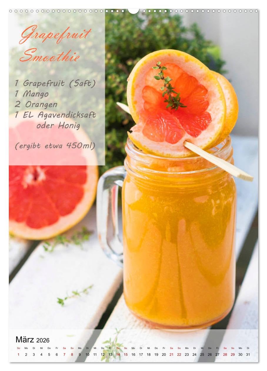 Smoothies zum Selbermachen (hochwertiger Premium Wandkalender 2026 DIN A2 hoch), Kunstdruck in Hochglanz: Leckere Smoothies mit Rezept (CALVENDO Lifestyle)