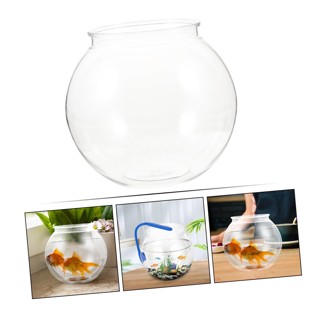 Rundes Fischglas aus Kunststoff, Transparent, Leicht und Modern