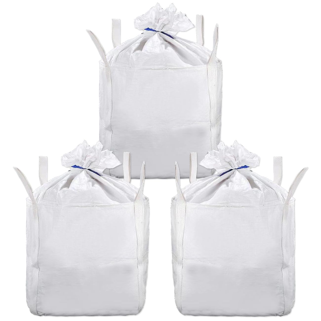 66 Gallon FIBC Bulk Bag 3 Pack, 1 Ton Bags, 24"L x 24"W x 28"H 2200lbs, Skirt Top Cross Bottom, Heavy Duty Dumpster Bag Bulk for Construction Gardon