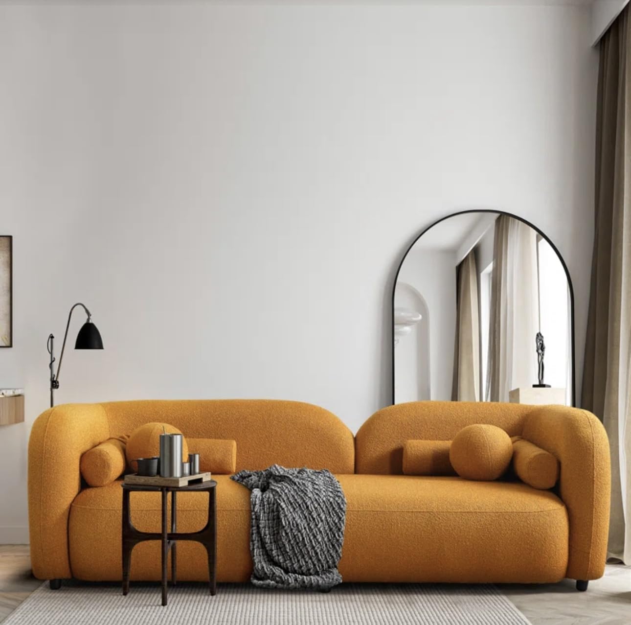 LEGACY OF COMFORT Elma Curved 3 Seater Cloud Sofa Upholstered 3 Seater Sofa Three Seater Sofa for Living Room Hotels & Offices (Mustard Yellow)-image-6