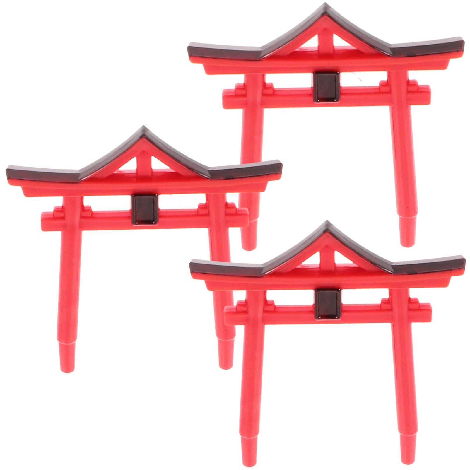 Yardwe Aquarium Torii Gate Ornament Mini Japanese Shinto Temple Fish Tank Decor Micro Garden Accessory Weatherproof Resin Sculpture 3-Pack