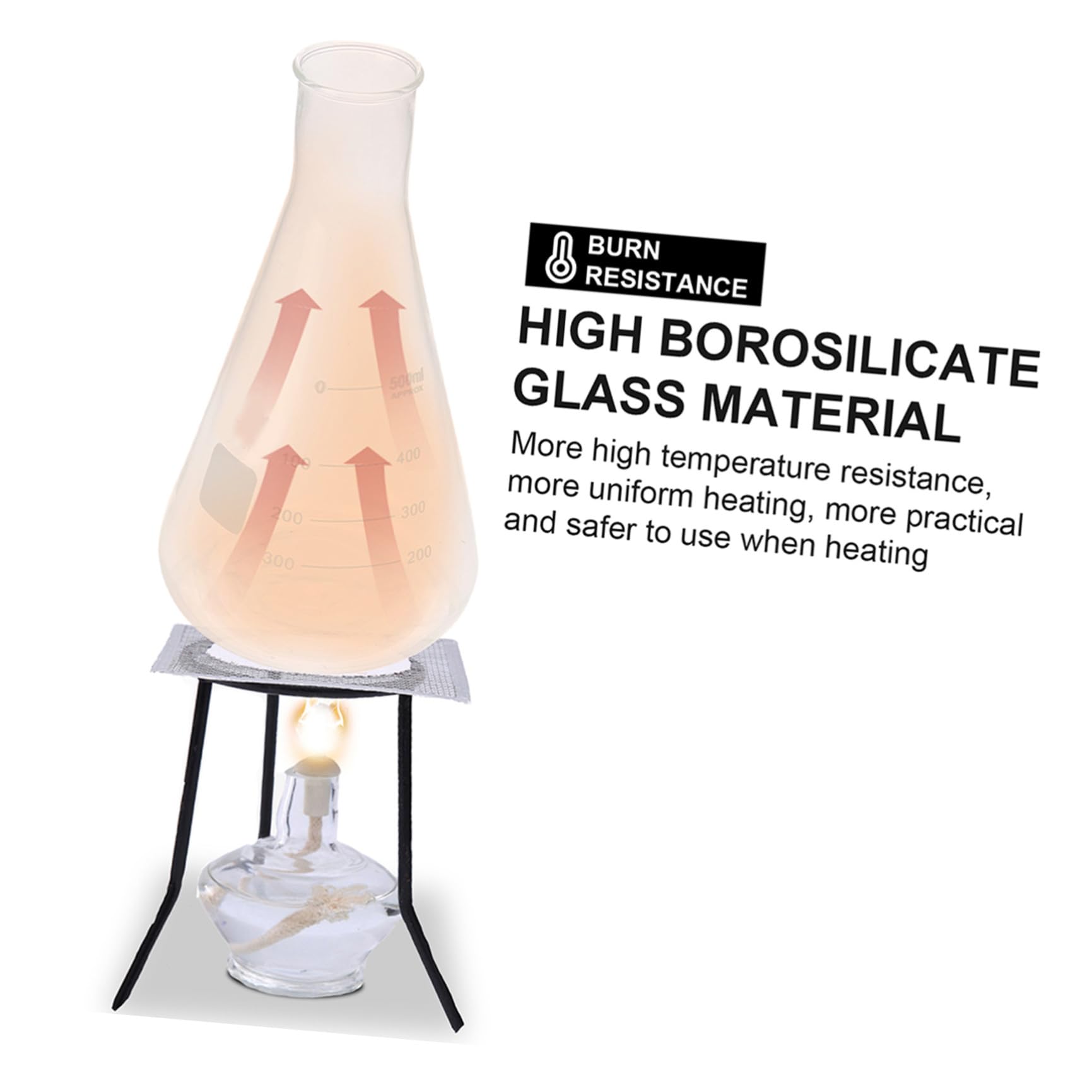 Sosoport Set di 4 Matracci Conici in Vetro Borosilicato Spesso, Capacità Standard, senza Bolle, per Esperimenti Scolastici di Chimica