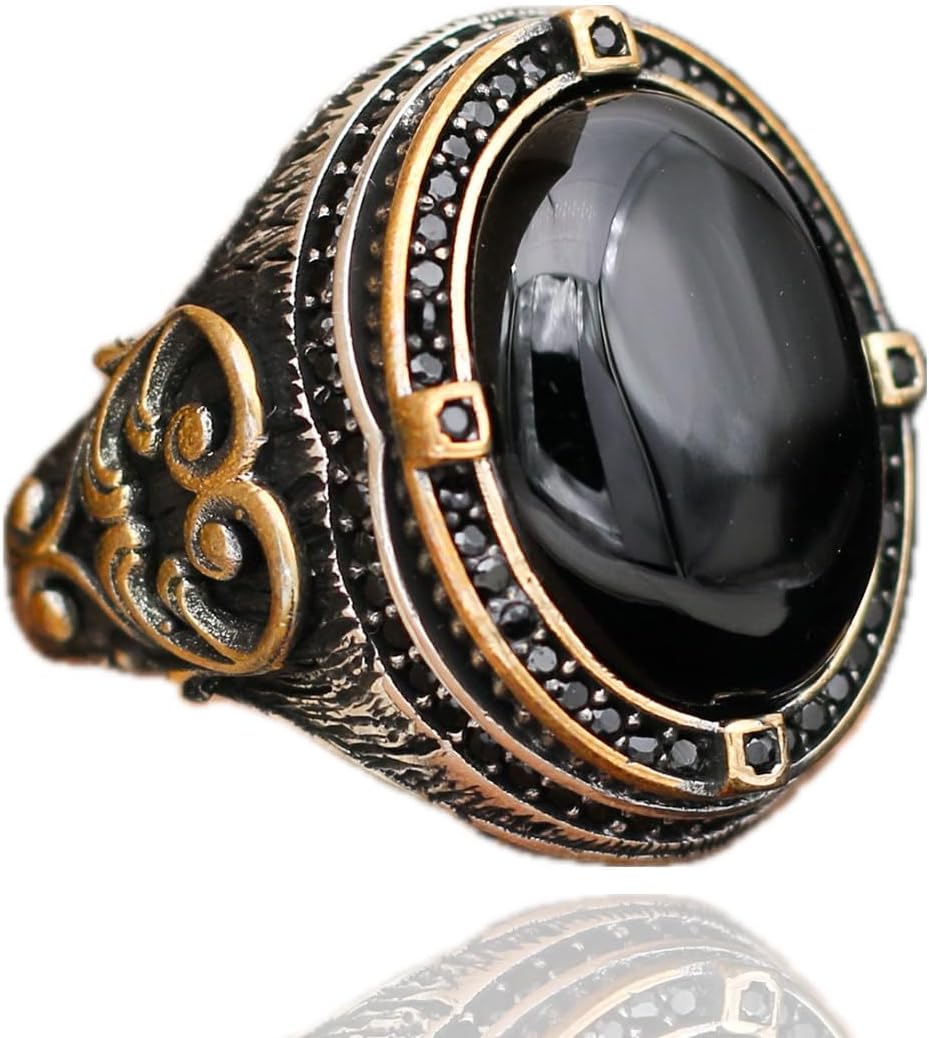 Black Onyx Ring For Men, Men Ring With Stone, Turkish Ring, Silver Ring Onyx, 925 Silver Ring For Men, Gemstone Mens Ring