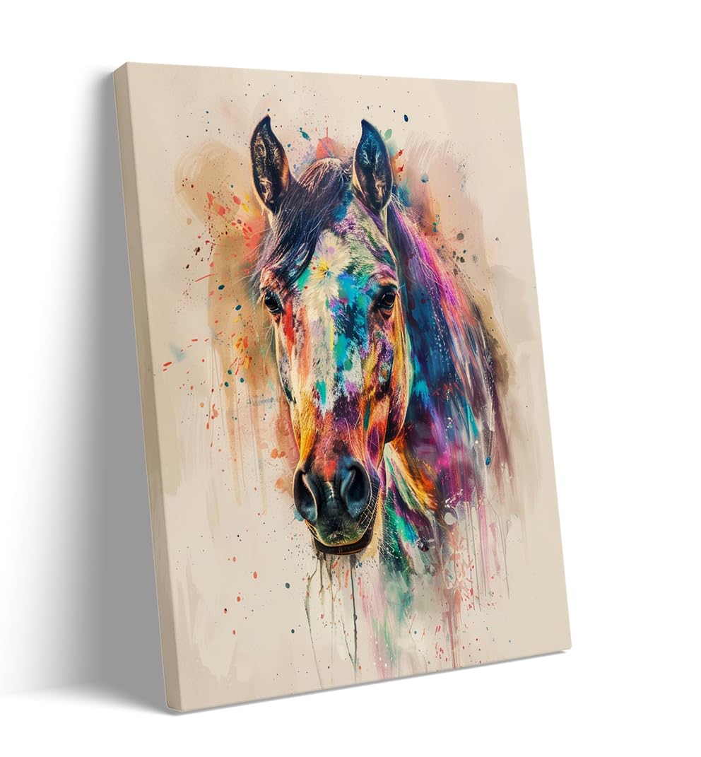 Tableau Toile Animaux Graffiti Cheval - Poster Art Mural - Sans Cadre