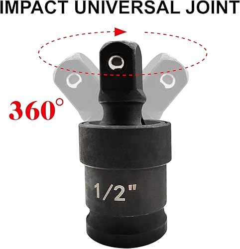 Miniatura 4 de Juego de 35 llaves de impacto de 1/2", acero CR-V SAE y métrico profundo, incluye mango de trinquete de 72 dientes y barra de extensión