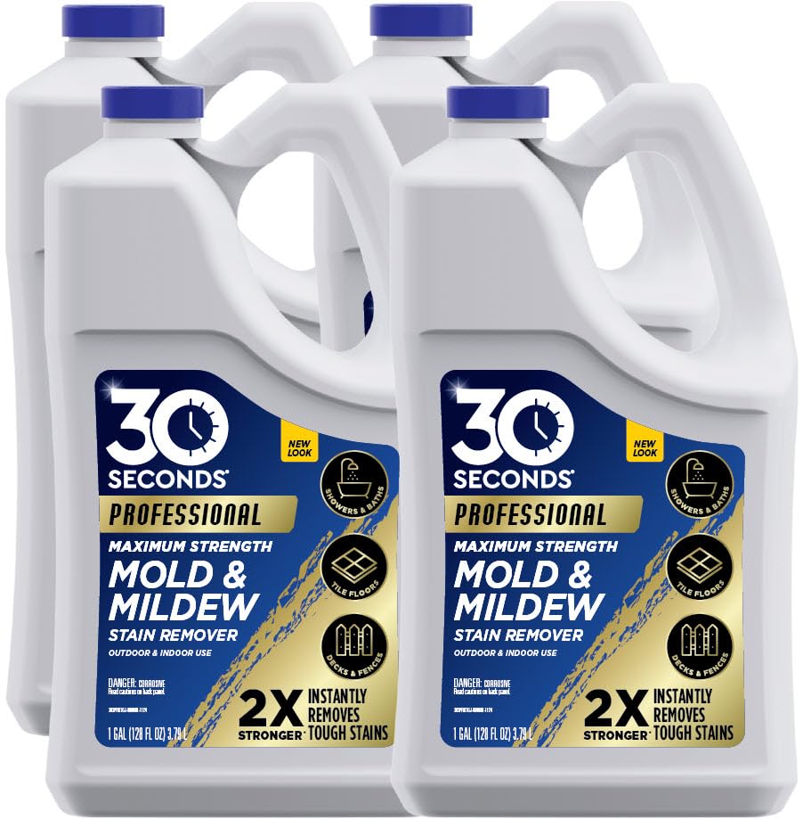 30 SECONDS Pro Mold and Mildew Stain Remover | Scrub Free | Brighter Results Instantly | Ready To Use | 1 Gallon (4 PACK)