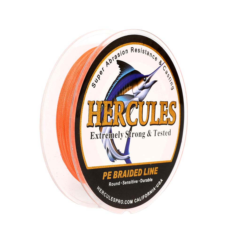 Hercules Super Strong 1000M 1094 Yards Braided Fishing Line 10 LB Test for Saltwater Freshwater PE Braid Fish Lines 4 Strands - Orange, 10LB (4.5KG), 0.12MM