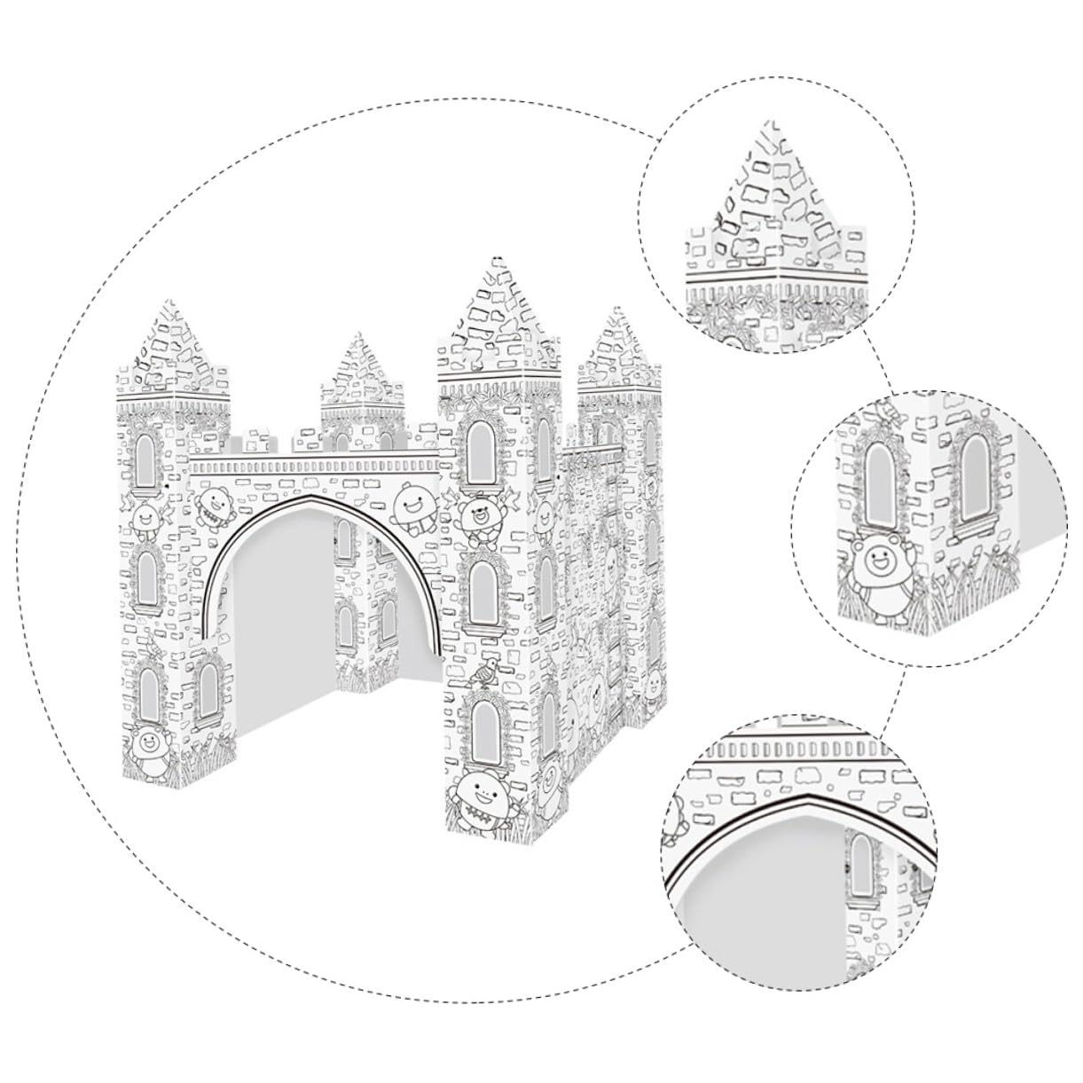 Puzzle 3D de Papel para Colorear Castillo DIY Infantil