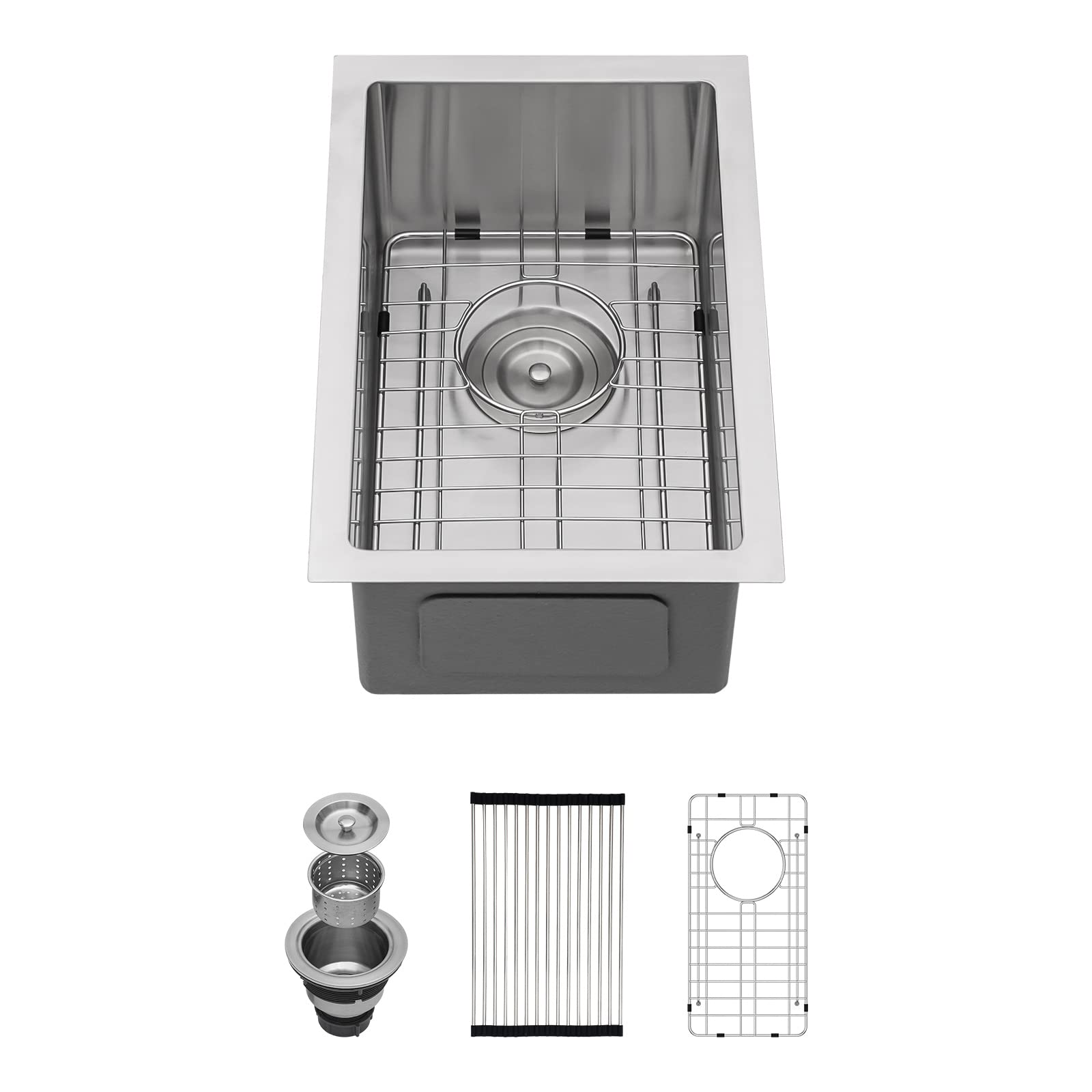 Lordear Undermount Bar Sink 10" x 18" Stainless Steel Sink 16 Gauge