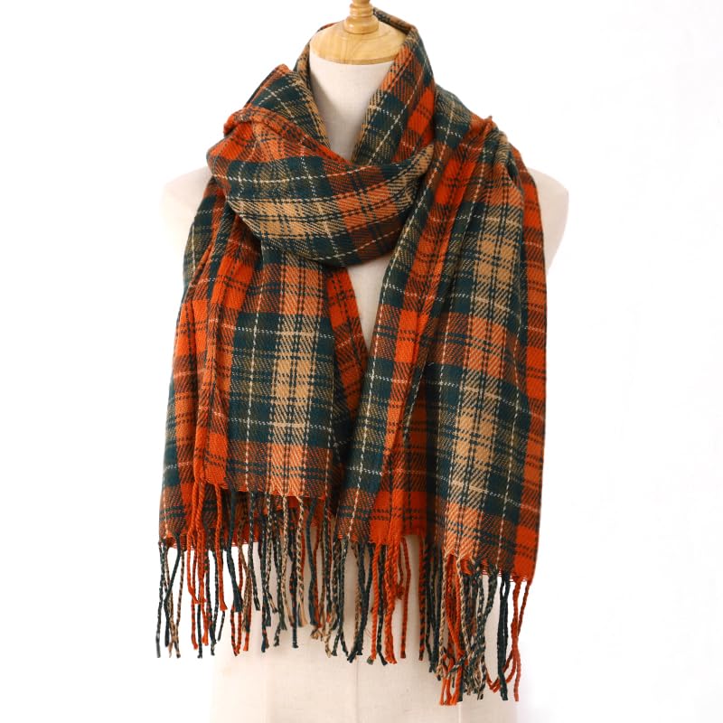 Roll Up Women's Cashmere Scarf Plaid Tartan Shawl, Soft Winter Blanket Wrap, Scarves For Women4
