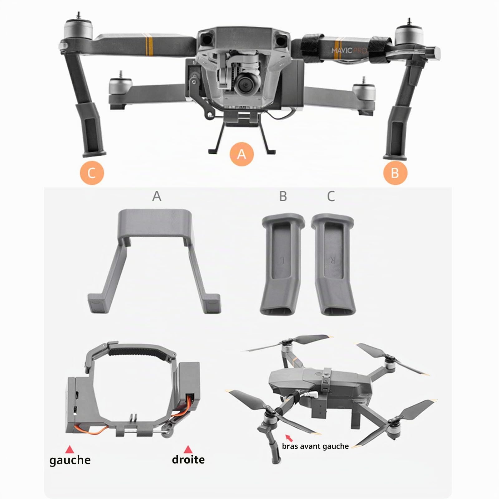 Drone Airdrop Système avec trains d'atterrissage pour DJI Mavic Pro Photosensible Lanceur Transport Livraison de Charge utile Dispositif de chute d'air Jambes étendues