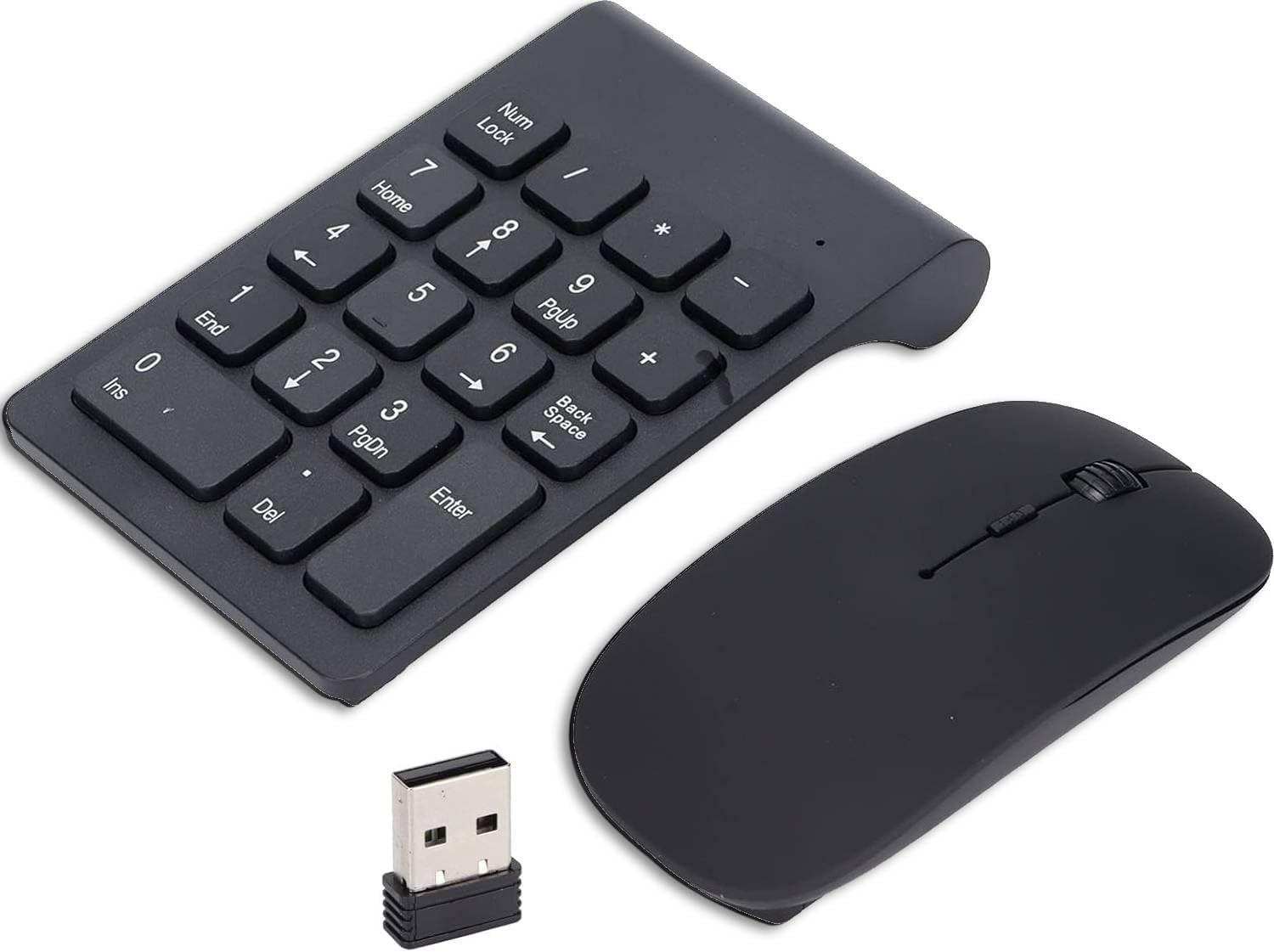 Teclado Numérico y Ratón, Combo de Teclado Numérico Inalámbrico y Mouse, 2.4Ghz 18 Teclas Mini Teclado Numérico Usb Inalámbrico Combo de Teclado y Mouse con Receptor Usb para Computadora Portátil, PC