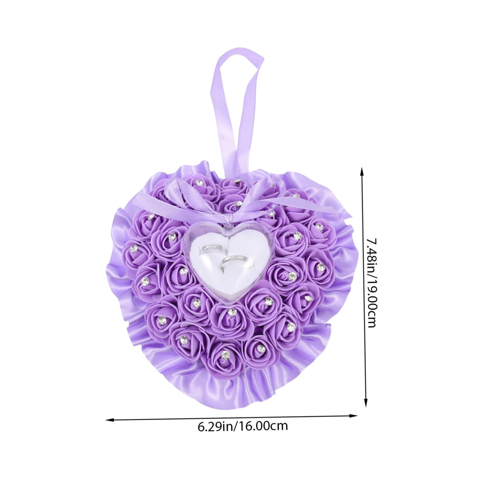Coussin D'alliances de Cœur Rose Pourpre, Élégant et Romantique, Création D'ambiance Mariage Rangement Bagues en Mousse et Plastique