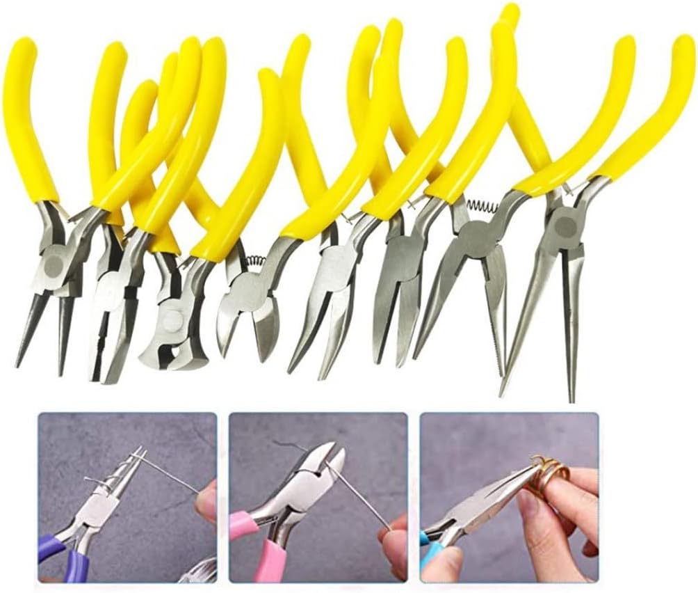 Jewelry Pliers Kit 5 Inch Mini Needle Nose Pliers Crafts Tool Kit for DIY Jewelry Accessories Beaded 10PCS, Jewellery-Making Kits/3351