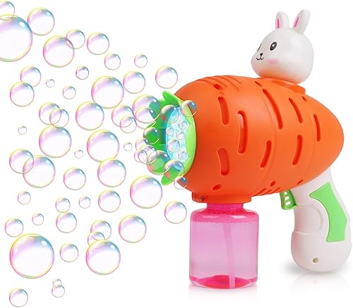 Miniatura 1 de LOKIPA Pistola de burbujas de conejo de Pascua, pistola de burbujas de Pascua de 8 agujeros, máquina de burbujas de conejo para exteriores,