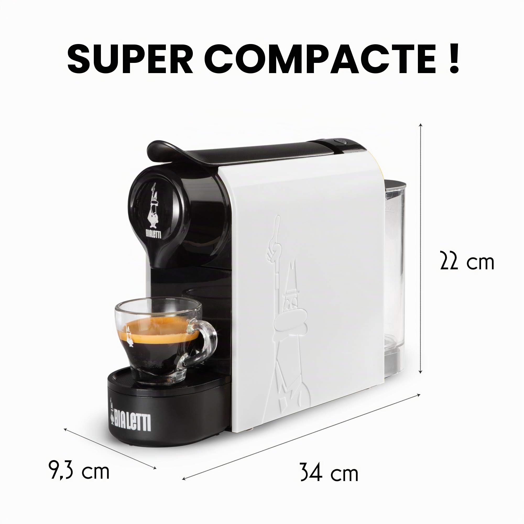 Bialetti Gioia, Machine à expresso avec 32 capsules, fonctionne exclusivement avec des capsules, blanc