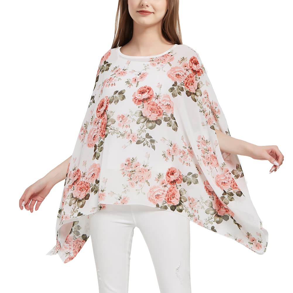 Max Hsuan Womens Ladies Baggy Oversize Plus Size Batwing Tunic Top Blouse Floral Chiffon Kaftan