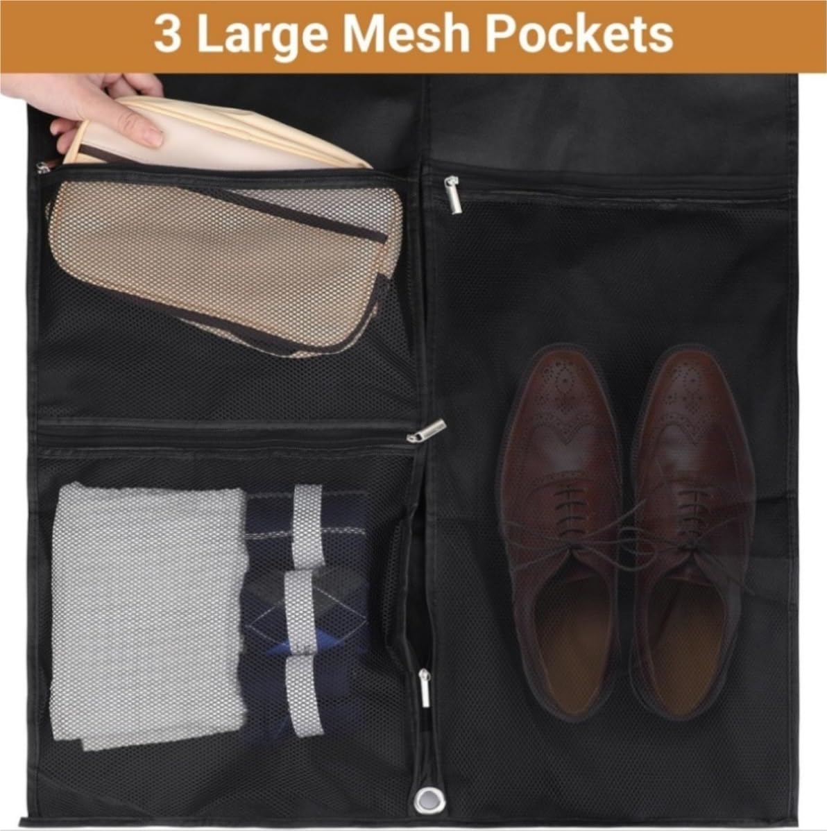 Kleidersack Anzug 2 Stück Anzugtaschen 50" Hängende Kleidersäcke Mit Reißverschluss Und 3 Großen Netztaschen Für Die Aufbewahrung Von Kleidung Im Schrank Auf Reisen Kleideraufbewahrung Organisation