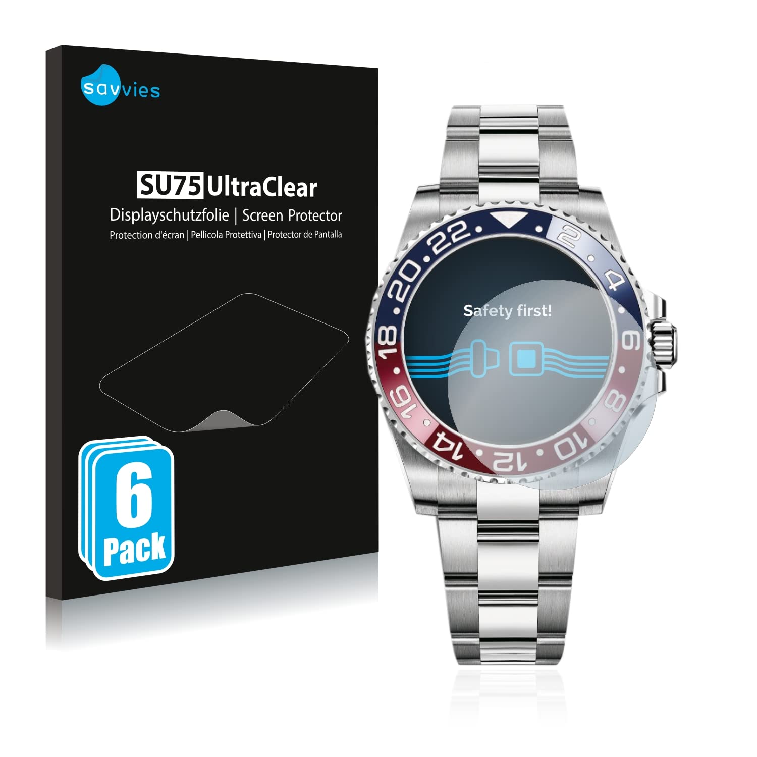 Savvies 6 Pack Screen Protector compatible with Rolex GMT-Master II Protection Film Clear