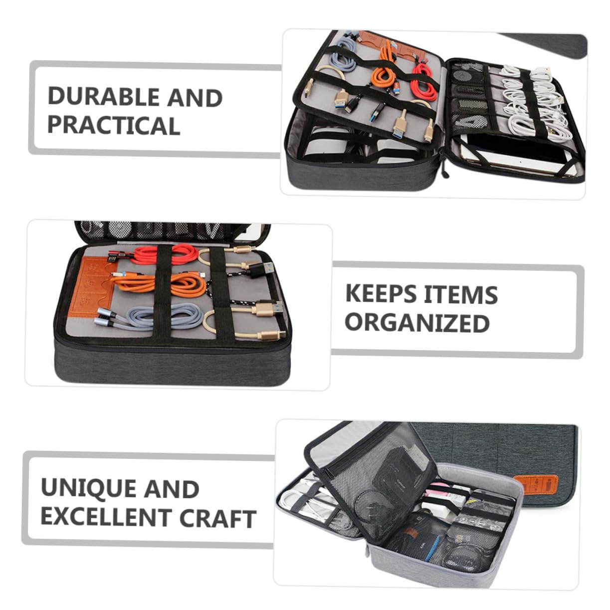 Homoyoyo Custodia Organizer per Cavi da Viaggio Borsa Porta Cavi Strati Organizzatore per Dispositivi Elettronici e Accessori Vari