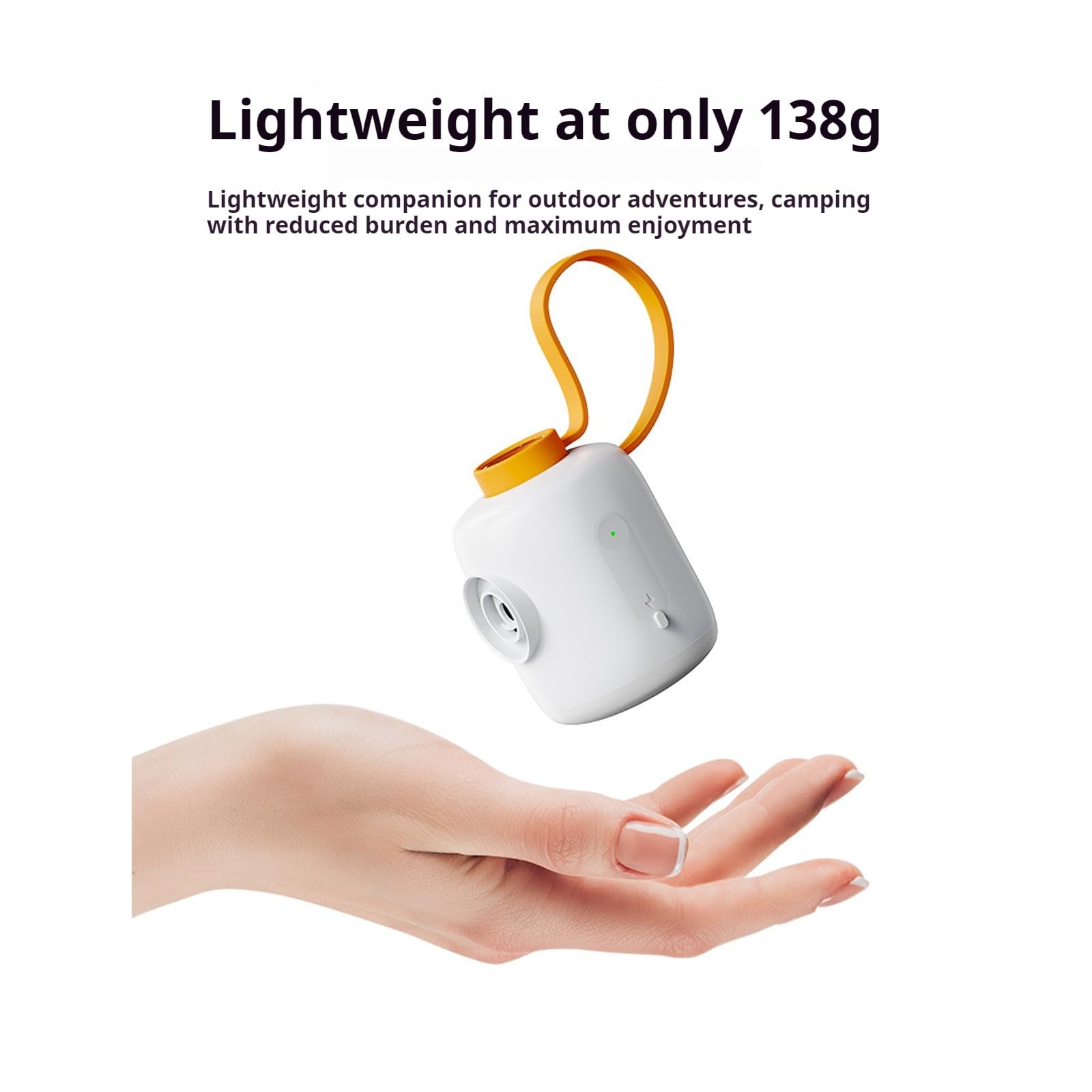 Bomba de aire portátil micro, bomba de aire ultramini de 4 kPa con luz de camping, adecuada para camas flotantes de piscina, anillos de natación y bolsas de almacenamiento al vacío (blanca)