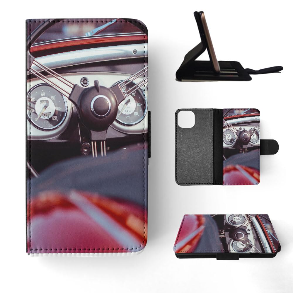 Retro Vintage CAR Speedometer FLIP Wallet Phone CASE Cover for Apple iPhone 15