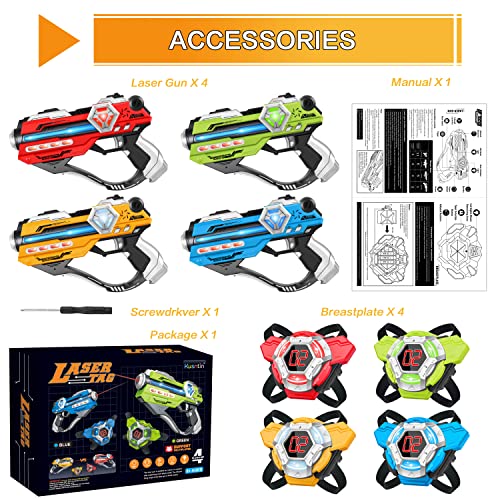 Kusntin Laser Tag Guns Set Of 4 With Digital Led Score Display Vests, Infrared Multi-Function Toy Gun, Lazer Tag Gift Toy For Teen Kids, Indoor & Outdoor Play Toy For Boy Girl For 8-12+ Years Old #TOP5