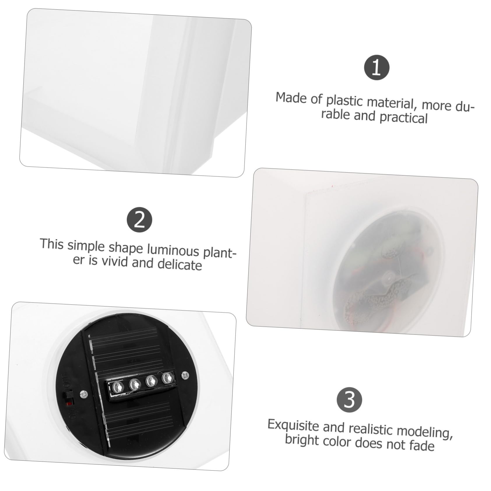 Artibetter Vaso Fioriera Solare da Luminosa Lampada Giardino in Plastica Fioriera Quadrata per Balcone e Prato Decorazione