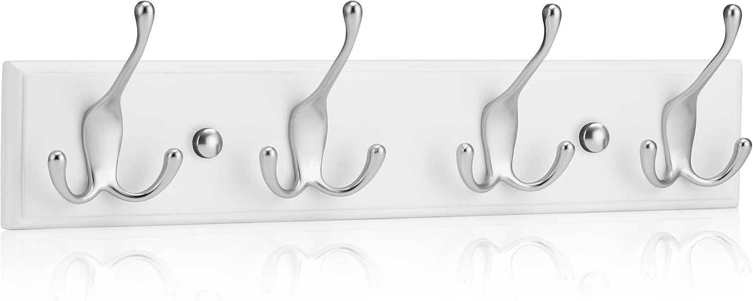 LARHN 4 Hook WallMounted Coat Rack MattNickel Coat