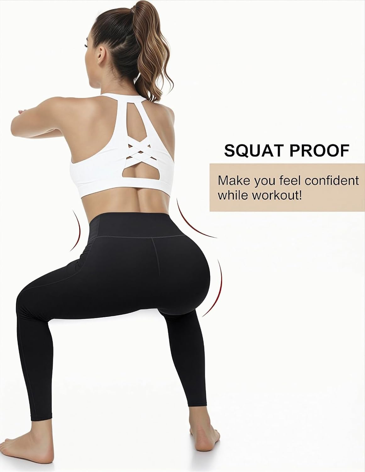RIMLESS 7 Women's Leggings with Pockets High Waist Cotton Yoga Pants Workout Running Athletic Capris image 5