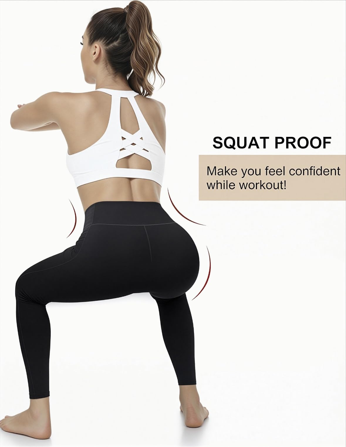 RIMLESS 7 Leggings para Mujer con Bolsillos Cintura Alta Algodón Pantalones Yoga Entrenamiento Correr Compresión Atlética Pantalones Capri 7/8 Longitud-Negro, M